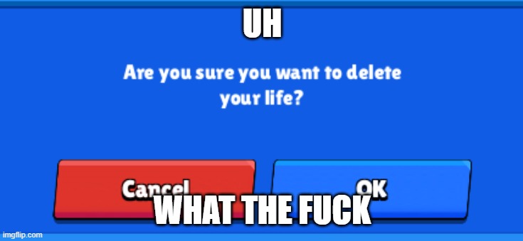 DELETIN MA LIFE RIGHT NOW | UH; WHAT THE FUCK | image tagged in delete your life | made w/ Imgflip meme maker