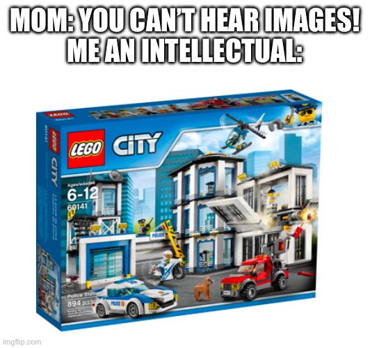 This has got to be my fav Lego set I own | MOM: YOU CAN’T HEAR IMAGES!
ME AN INTELLECTUAL: | image tagged in lego,funny,meme,police,idk | made w/ Imgflip meme maker