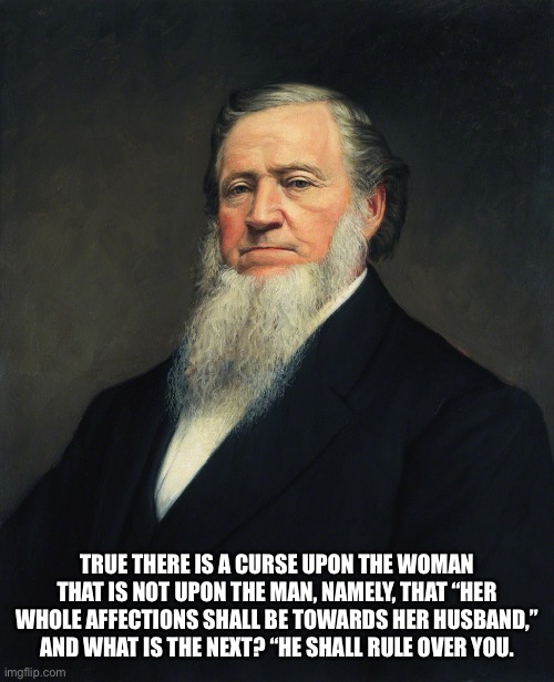 TRUE THERE IS A CURSE UPON THE WOMAN THAT IS NOT UPON THE MAN, NAMELY, THAT “HER WHOLE AFFECTIONS SHALL BE TOWARDS HER HUSBAND,” AND WHAT IS THE NEXT? “HE SHALL RULE OVER YOU. | made w/ Imgflip meme maker