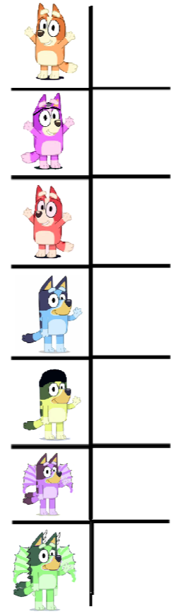 Bingo Katlyn Kai Bluey Kevin Liberty Freddie Blank Meme Template