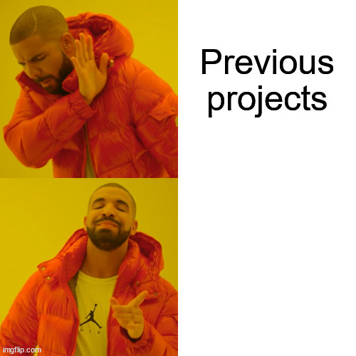 Previous projects Only Yami Project | image tagged in memes,drake hotline bling | made w/ Imgflip meme maker