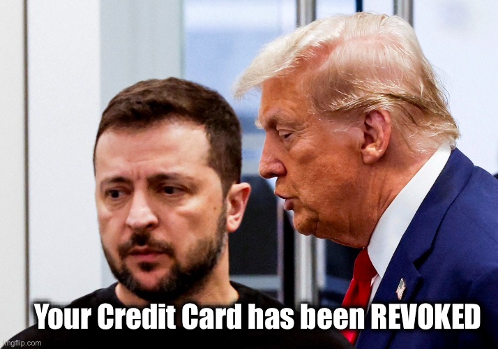 Think of all the ways American citizens could have benefited from $200 Billion | Your Credit Card has been REVOKED | image tagged in trump zelensky,ukraine | made w/ Imgflip meme maker