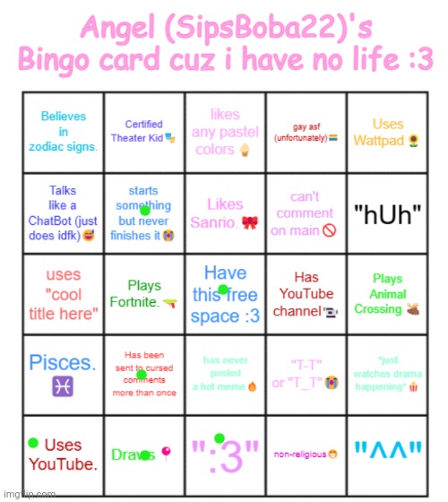 Angel's Bingo Card (UPDATED 2025 VERSION!) (SipsBoba22) | image tagged in angel's bingo card updated 2025 version sipsboba22 | made w/ Imgflip meme maker