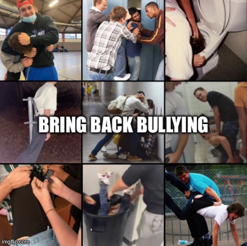 Bring back bullying | image tagged in dark humor,offensive,bullying,cyberbullying,lol,boys | made w/ Imgflip meme maker