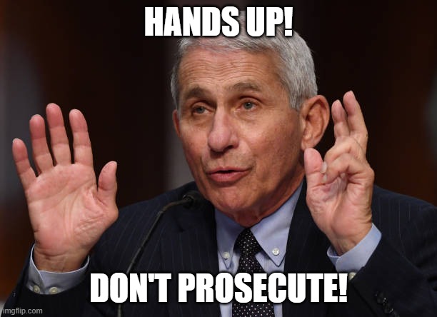 The Fauci who stole lives... | HANDS UP! DON'T PROSECUTE! | image tagged in anthony fauci | made w/ Imgflip meme maker