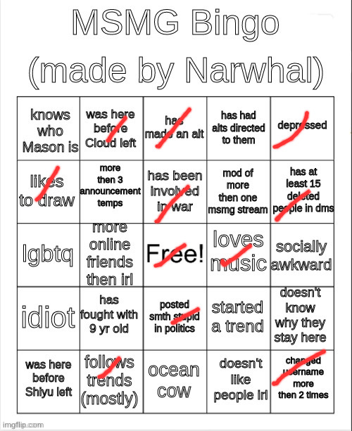 DO NOT GET A BINGO | image tagged in msmg bingo,bingo,msmg,funny,oh wow are you actually reading these tags | made w/ Imgflip meme maker