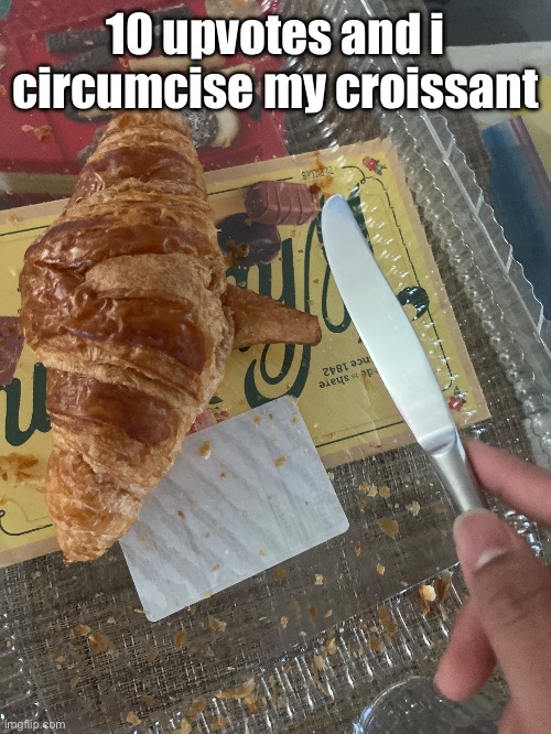 10 upvotes and i circumcise my croissant | made w/ Imgflip meme maker