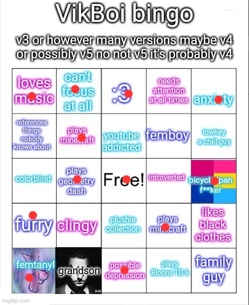 Vik bingo | image tagged in vikboi bingo | made w/ Imgflip meme maker