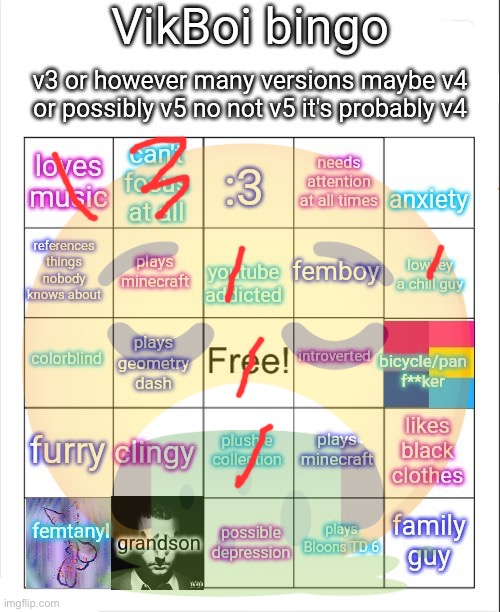 For the plushie collection, it was a long time ago but there an bed full of them | image tagged in vikboi bingo | made w/ Imgflip meme maker