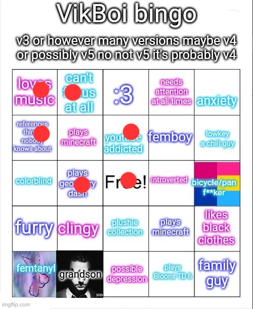 Vik bingo | image tagged in vikboi bingo | made w/ Imgflip meme maker