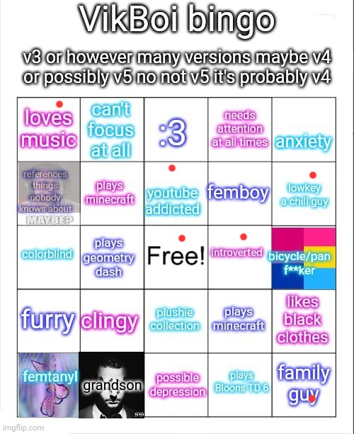 Vik bingo | image tagged in vikboi bingo | made w/ Imgflip meme maker