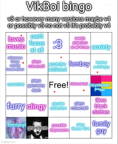 Vik bingo | image tagged in vikboi bingo | made w/ Imgflip meme maker