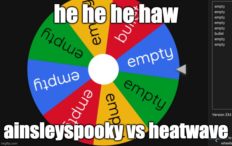 russian rolette | he he he haw; ainsleyspooky vs heatwave | made w/ Imgflip meme maker