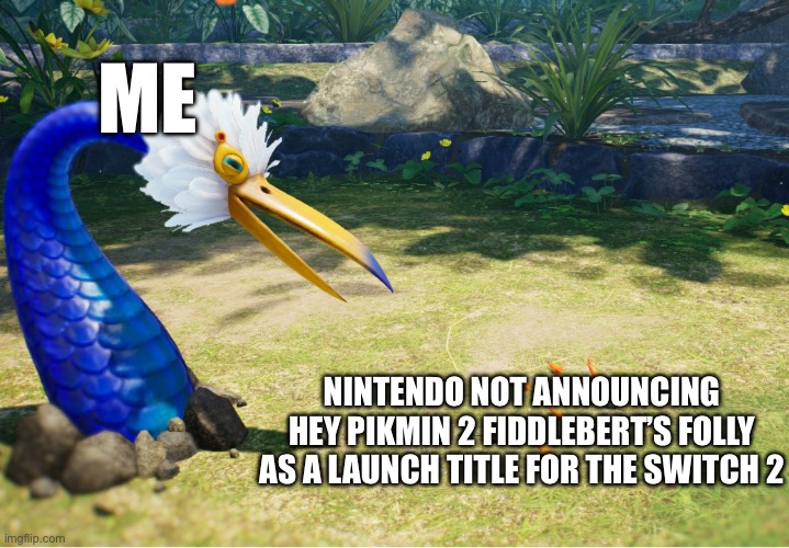 Where is it | ME; NINTENDO NOT ANNOUNCING HEY PIKMIN 2 FIDDLEBERT’S FOLLY AS A LAUNCH TITLE FOR THE SWITCH 2 | image tagged in confused snagret | made w/ Imgflip meme maker