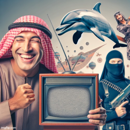 a happy man eating a tv while a hitman is sleeping a dolphin | image tagged in a happy man eating a tv while a hitman is sleeping a dolphin | made w/ Imgflip meme maker