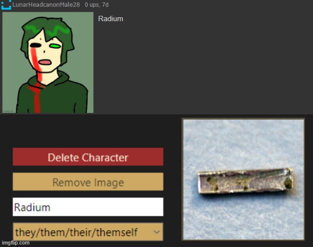 i remember someone told me to add radium into my game so i added actual radium instead | made w/ Imgflip meme maker