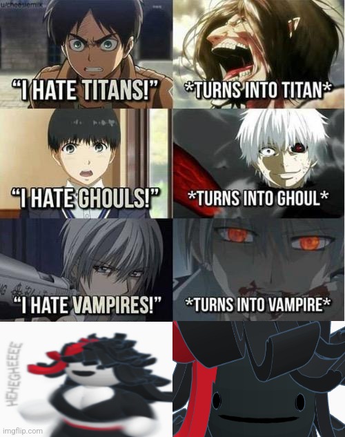 I hate Titans! turns into Titan | image tagged in i hate titans turns into titan | made w/ Imgflip meme maker