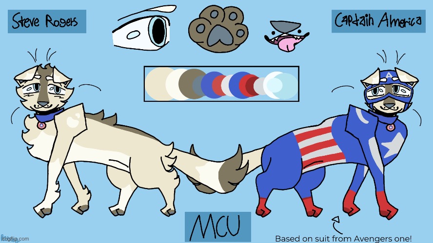 Steve Rogers/Captain America !!NEW!! cat design! Feel free to ask me abt markings n’ stuff, since I spent hours on details! | made w/ Imgflip meme maker