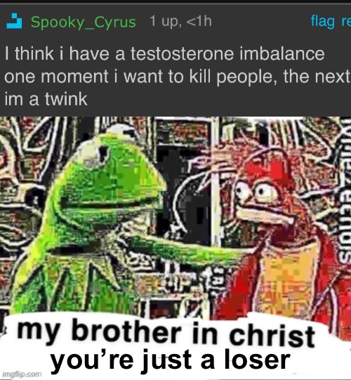 you’re just a loser | image tagged in my brother in christ | made w/ Imgflip meme maker