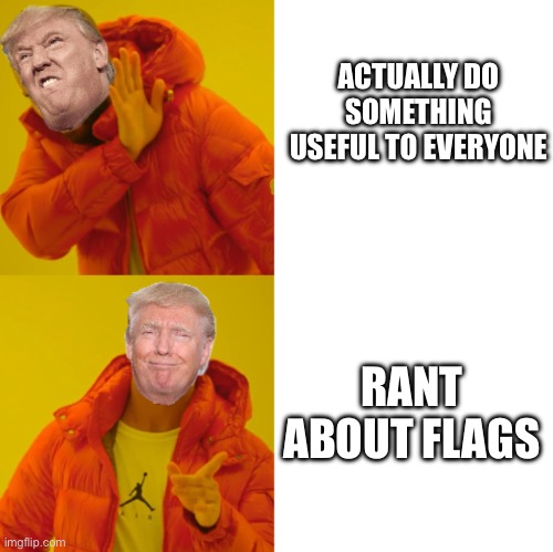 Dumbass Hotline Bling | ACTUALLY DO SOMETHING USEFUL TO EVERYONE; RANT ABOUT FLAGS | image tagged in dumbass hotline bling | made w/ Imgflip meme maker