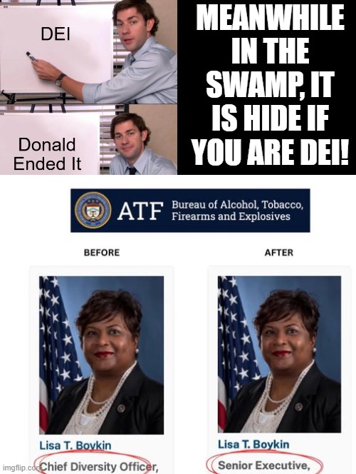 Donald ended it! Hide if you are DEI! | MEANWHILE IN THE SWAMP, IT IS HIDE IF YOU ARE DEI! | image tagged in al sharpton racist | made w/ Imgflip meme maker