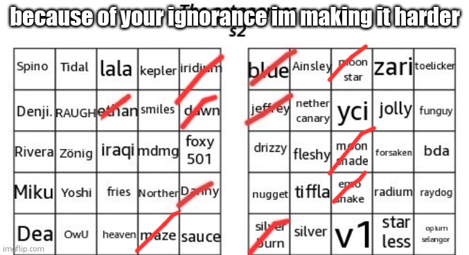 because of your ignorance im making it harder | made w/ Imgflip meme maker