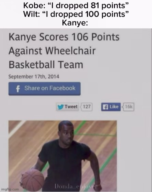 Only he will challenge disable people | image tagged in memes,shitpost,kanye,oh wow are you actually reading these tags | made w/ Imgflip meme maker