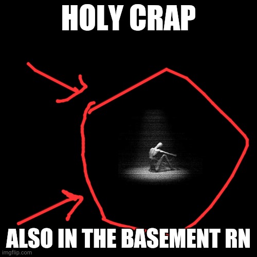 HELP PLS | HOLY CRAP; ALSO IN THE BASEMENT RN | image tagged in black square | made w/ Imgflip meme maker