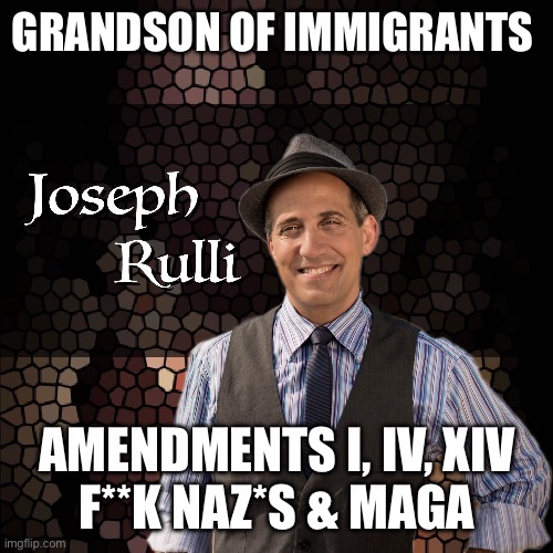 Proud Descendant | GRANDSON OF IMMIGRANTS; AMENDMENTS I, IV, XIV
F**K NAZ*S & MAGA | image tagged in rullirights,immigration | made w/ Imgflip meme maker