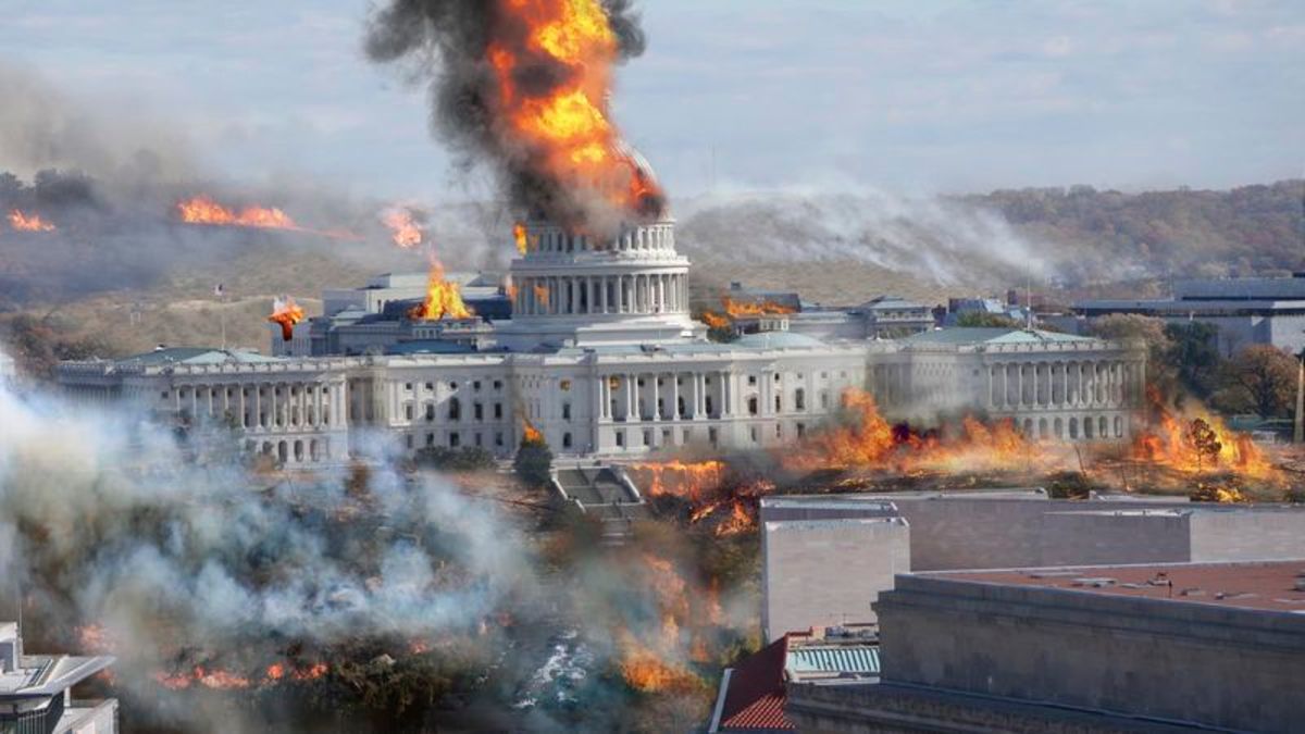 Capitol in Flames Blank Meme Template