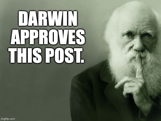 Darwin approves this post | DARWIN APPROVES THIS POST. | image tagged in charles darwin thinking,darwin,idiots,natural selection | made w/ Imgflip meme maker