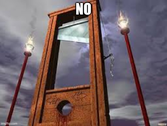 guillotine | NO | image tagged in guillotine | made w/ Imgflip meme maker