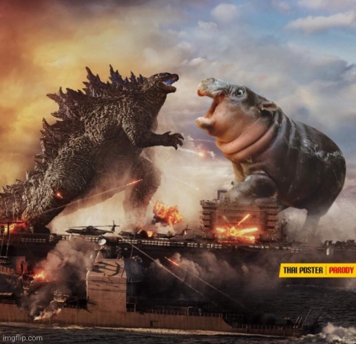 Godzilla vs Moo Deng.mp3 | image tagged in godzilla | made w/ Imgflip meme maker
