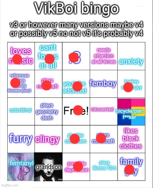 Vik bingo | image tagged in vikboi bingo | made w/ Imgflip meme maker