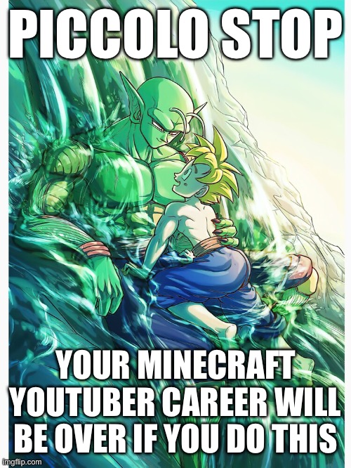PICCOLO STOP; YOUR MINECRAFT YOUTUBER CAREER WILL BE OVER IF YOU DO THIS | made w/ Imgflip meme maker