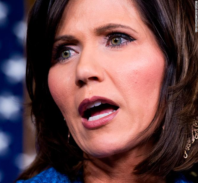 Kristi Noem mouth wide open Blank Meme Template