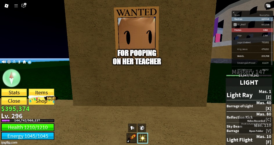 wanted | FOR POOPING ON HER TEACHER | image tagged in bloxbruits,roblox,wanted,one piece wanted poster template | made w/ Imgflip meme maker