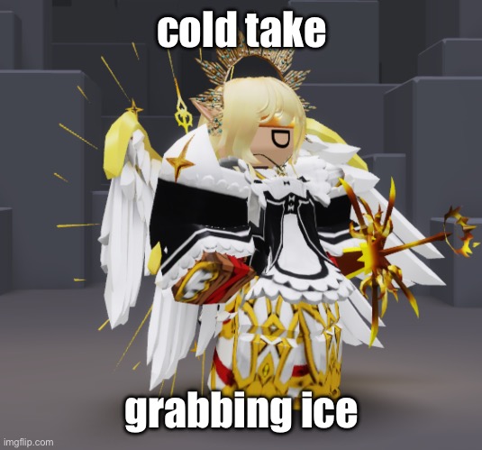 Maid Sola | cold take; grabbing ice | image tagged in maid sola | made w/ Imgflip meme maker