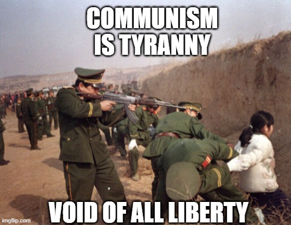 China Gun Control | COMMUNISM IS TYRANNY VOID OF ALL LIBERTY | image tagged in china gun control | made w/ Imgflip meme maker