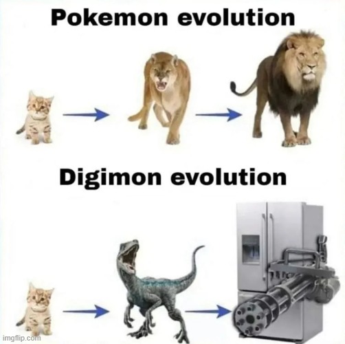 image tagged in pokemon,digimon,evolution | made w/ Imgflip meme maker