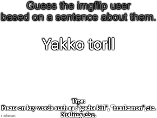 Guess the imgflip user based on a sentence about them | Yakko torll | image tagged in guess the imgflip user based on a sentence about them,memes,msmg,guess | made w/ Imgflip meme maker