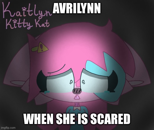 AvriLynn when she is scared | AVRILYNN; WHEN SHE IS SCARED | image tagged in depressed kaitlyn kitty | made w/ Imgflip meme maker