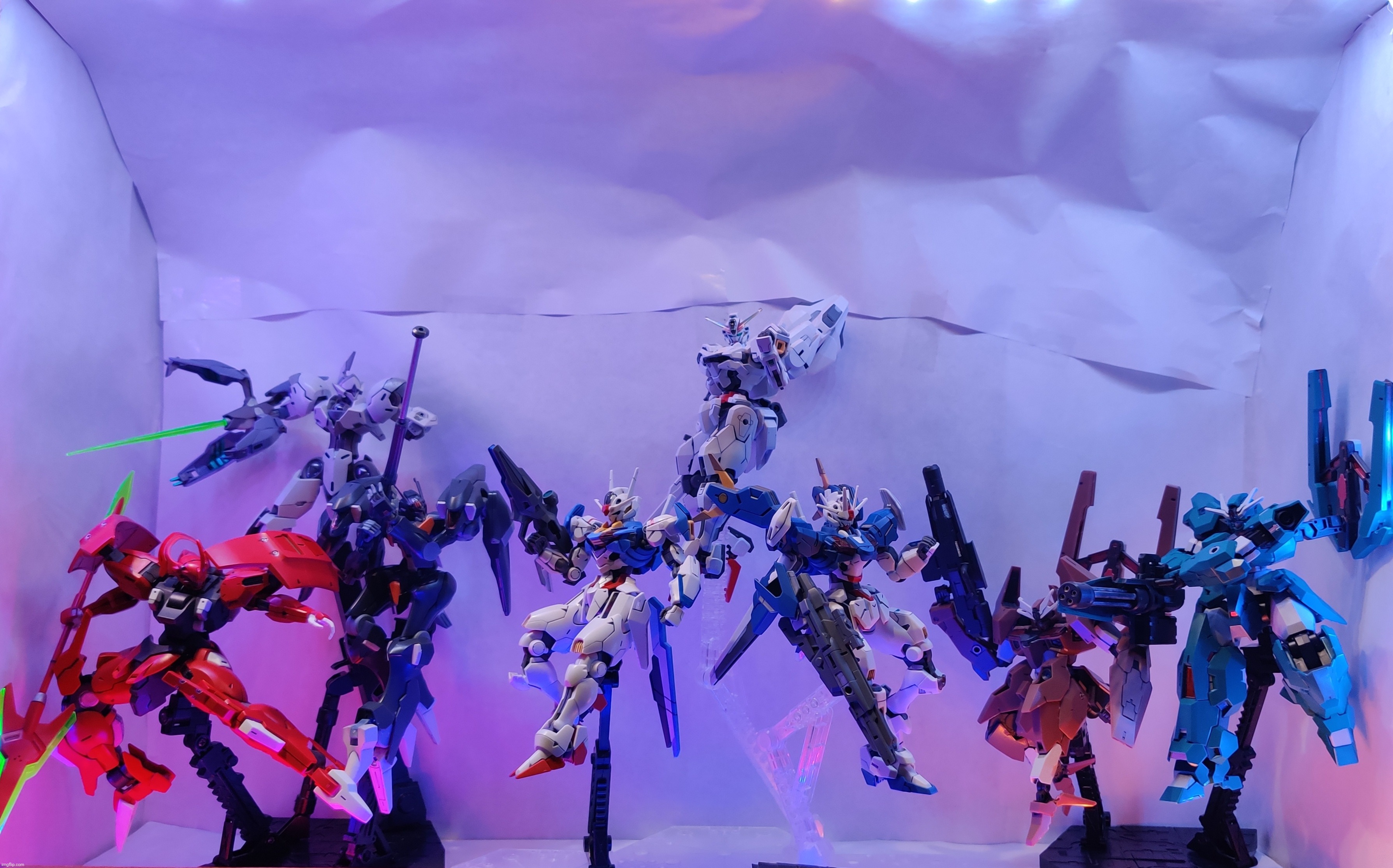 Finished Gundam display now that I have the Lfrith Thorn | made w/ Imgflip meme maker