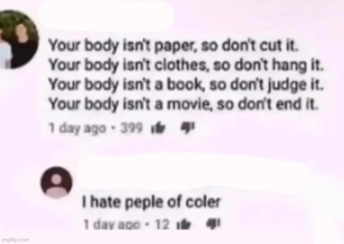 He hates people of coler | made w/ Imgflip meme maker