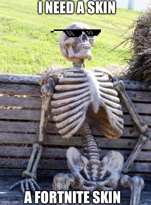 Waiting Skeleton | I NEED A SKIN; A FORTNITE SKIN | image tagged in memes,waiting skeleton | made w/ Imgflip meme maker