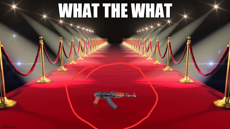 I was going to the luxury bathroom (like i mean the house has bathroom) then i found a gun | WHAT THE WHAT | image tagged in red carpet | made w/ Imgflip meme maker