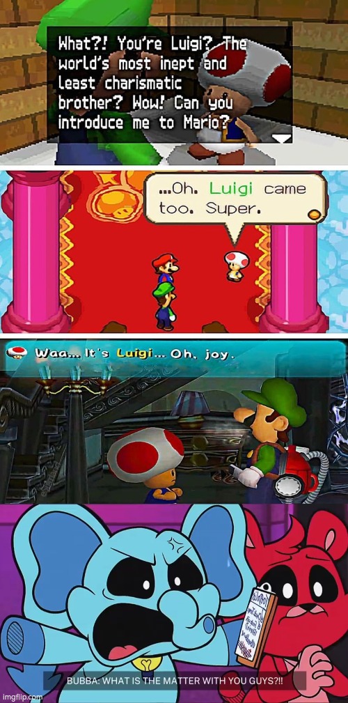 No one disrespect Luigi! | image tagged in luigi,toad | made w/ Imgflip meme maker