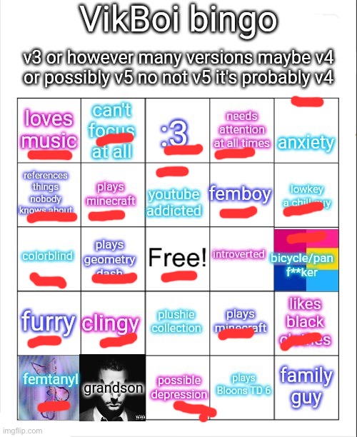 VikBoi bingo | image tagged in vikboi bingo | made w/ Imgflip meme maker