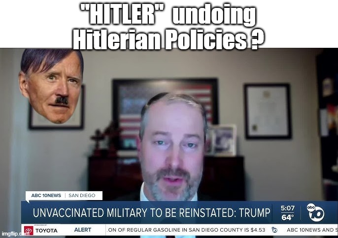 Will the real Hitler please STAND UP (or fall down) | "HITLER"  undoing Hitlerian Policies ? | image tagged in biden hitler vaccination meme | made w/ Imgflip meme maker