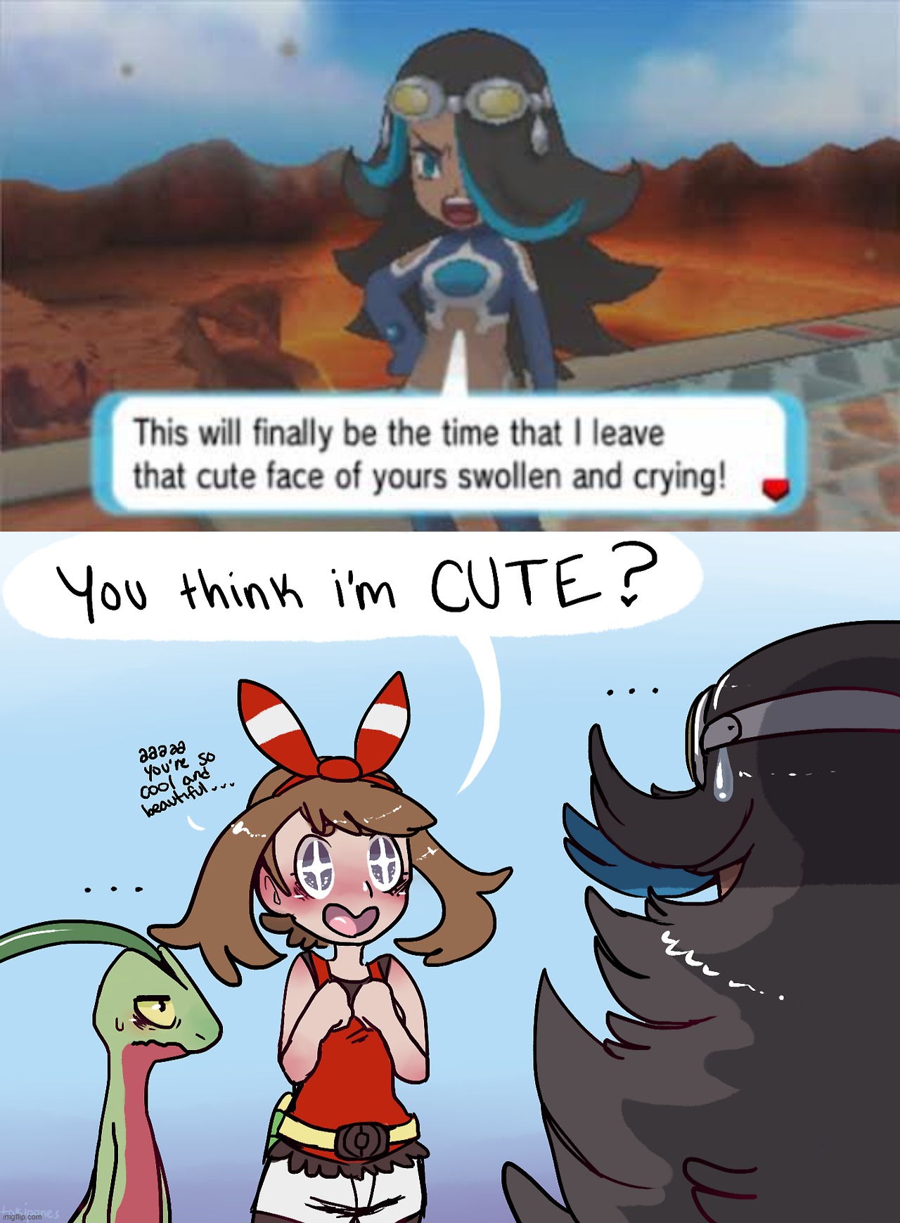 That took a cute turn. xD | image tagged in pokemon,shelly,may | made w/ Imgflip meme maker